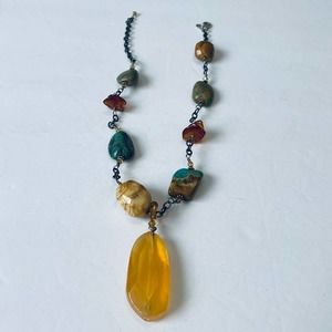 Silpada Multi Stone Necklace Sterling Silver Chain 16"